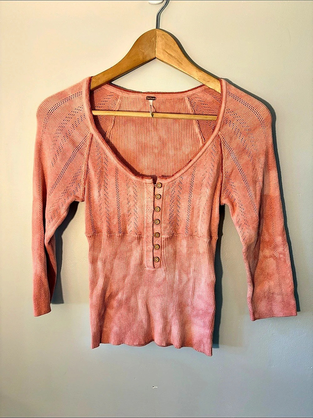 Free People Long Sleeve Knit Top Pink Small